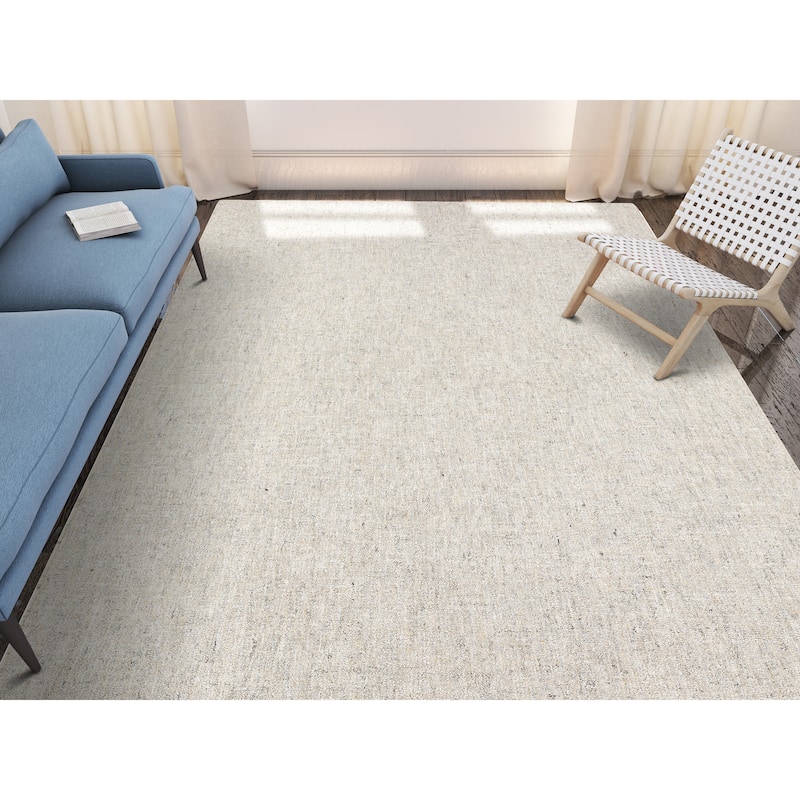 Addison Winslow Active Solid Wool and Viscose Area Rug - 5' x 7' 6" - Grey/Cream/Ivory