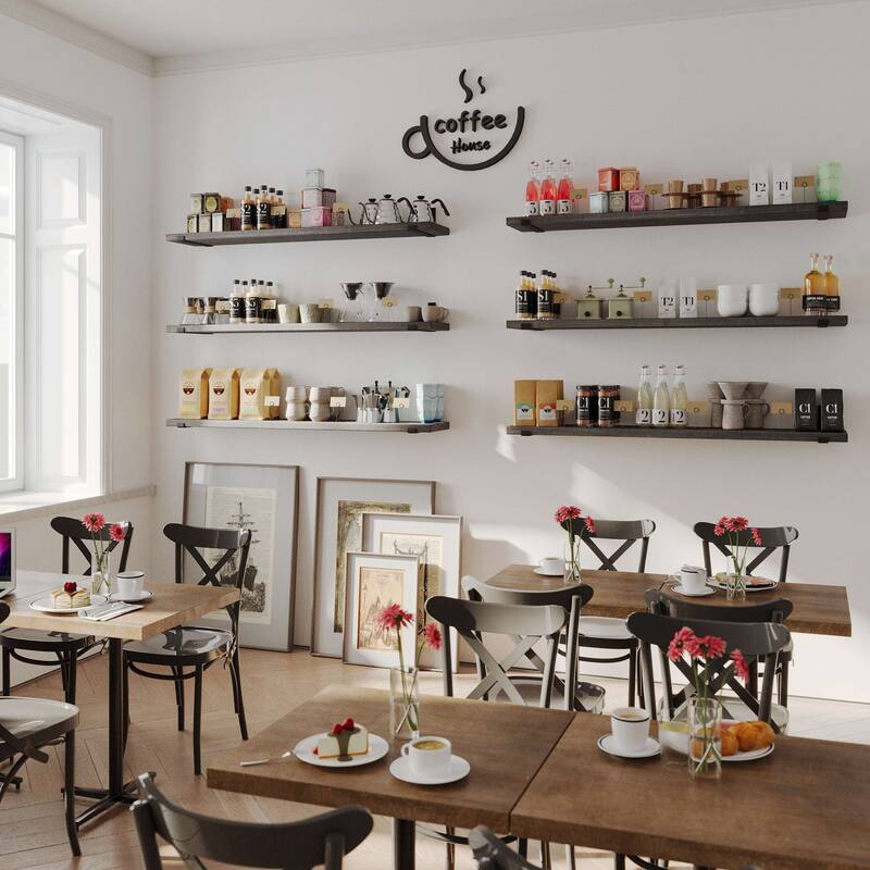 Wallniture Forte Wood Board 60" Long, 11.25'' Deep, 1.5" Thick, Wood Floating Shelf for Wall with Heavy Duty Metal Brackets, 1pc