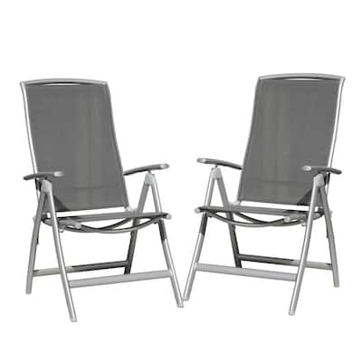 Domi Outdoor Living Aluminum Folding Dining Armchairs (Set of 2) - Adjustable & Weather-Resistant