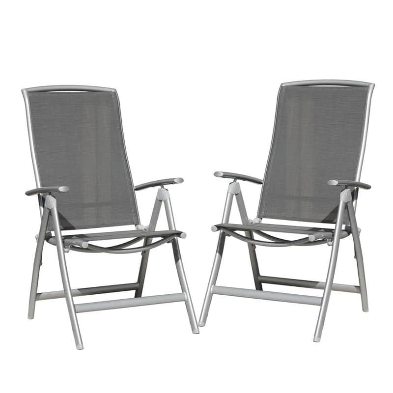 Domi Outdoor Living Aluminum Folding Dining Armchairs (Set of 2) - Adjustable & Weather-Resistant