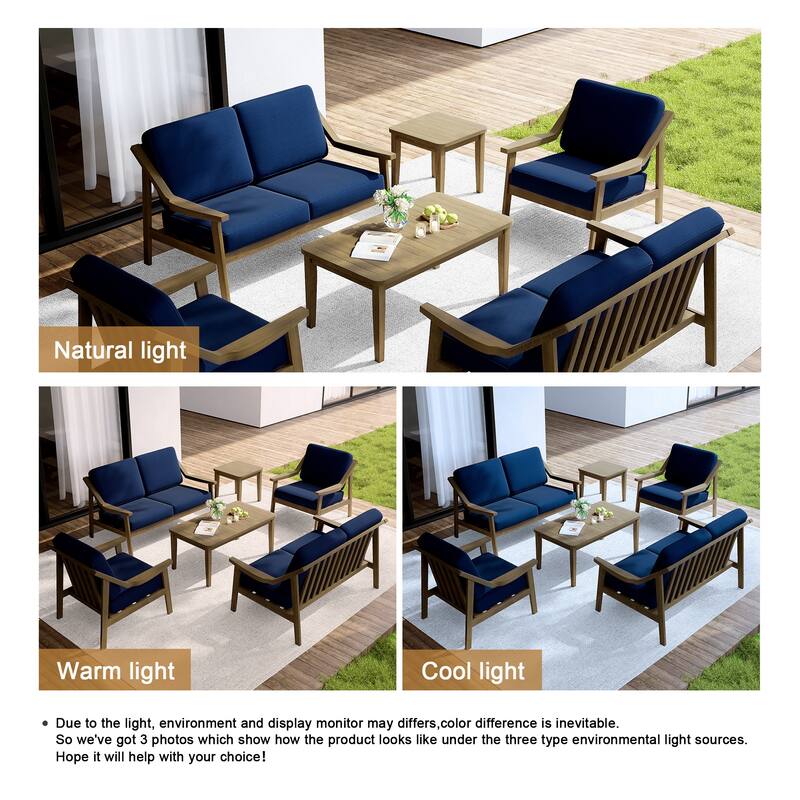 Outdoor Conversation 6 Seater Patio Chat Set with Cushions and Table