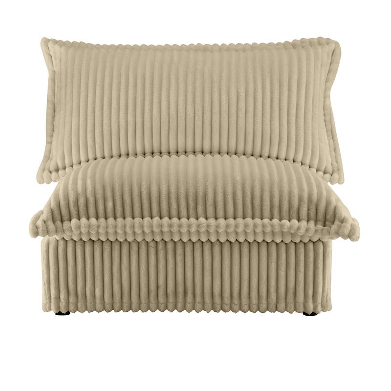 Armless Accent Chair Corduroy Upholstered Single Sofa Chair with Removable, Cover Living Room Reading Chair