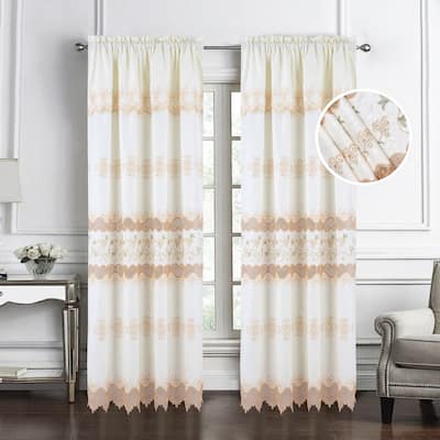 Alice Macrame Traditional Embroidered Window Curtain Panel