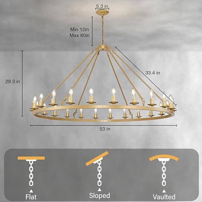 Luxury Wheel Chandelier, 16-54 Lights Single or Double Layer Round Pendant Light