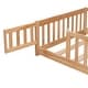 preview thumbnail 20 of 19, Queen Size Floor Bed with Door,Solid Wood Platform Bed Frame w/Fence