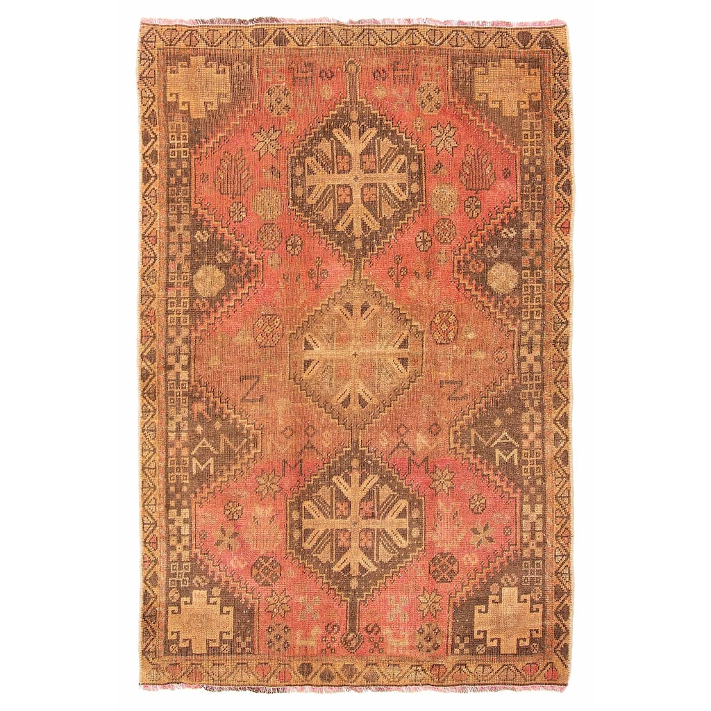 ECARPETGALLERY Hand-knotted Antalya Vintage Dark Copper Wool Rug - 3'6 x 5'5