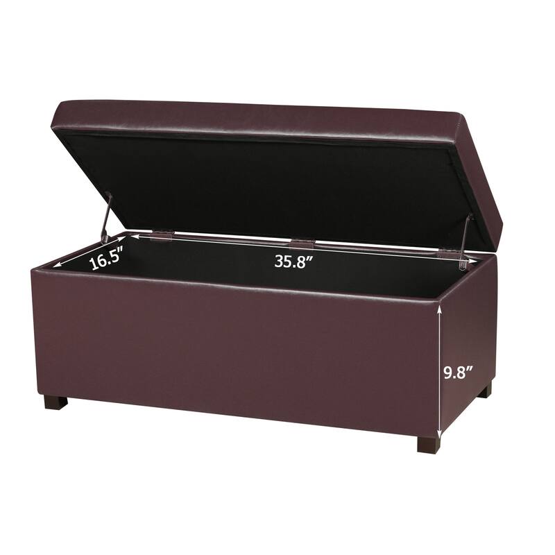 Adeco Rectangle Storage Ottoman Bench for Living Room Bedroom