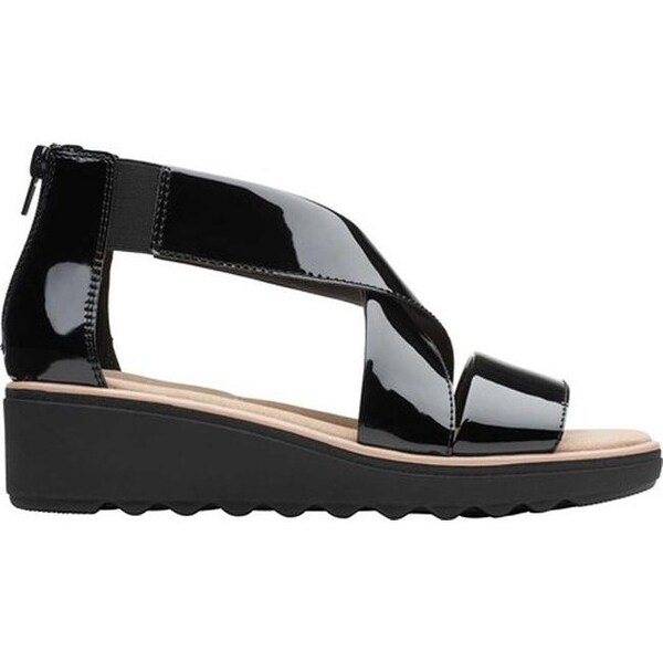 clarks black patent wedges