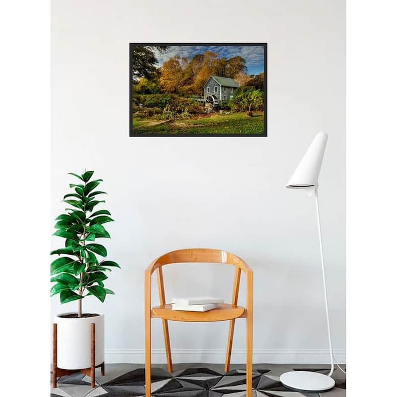Cape Cod Grist Mill Spring Morning Photography by Wayne Collamore Framed Poster - 18 x 24 Inch