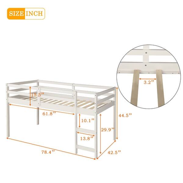dimension image slide 2 of 6, All-in-one Bookcase Bed Platform Bed Twin Size Low Loft Bed with Rolling Portable Desk, Bookshel, Cabinet and Storage Drawers