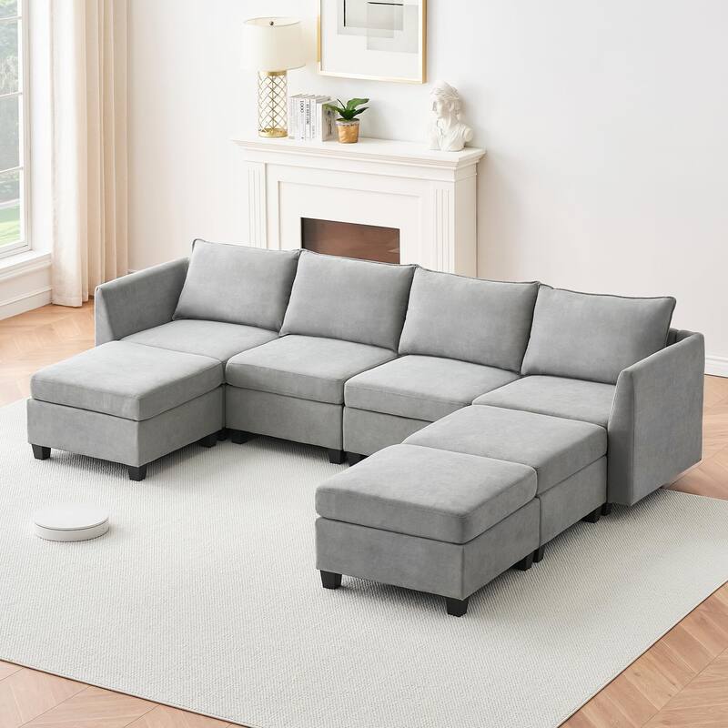 Sectional Sofa with Storage Seats