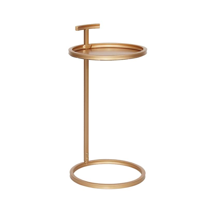 Maypex Round Metal Accent Table & C Table - 14“ x 14" x 26.4" - Gold