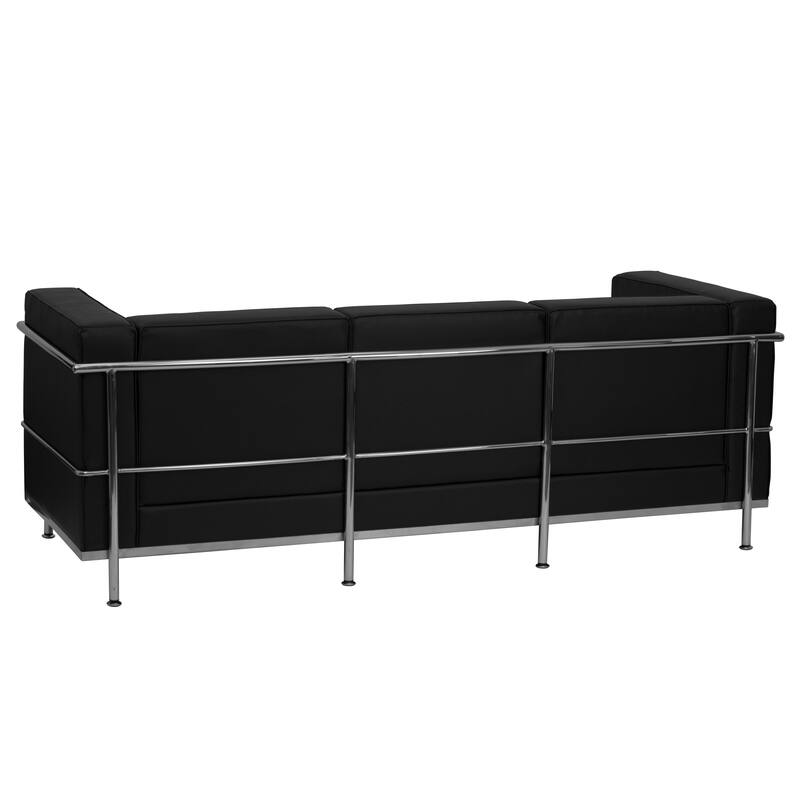 Contemporary LeatherSoft Sofa with Double Bar Encasing Frame