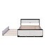 preview thumbnail 12 of 10, Full Size Platform Bed with Trundle and USB Charging, Wooden Kids Bed Frame with Storage Headboard and Footboard, White+Green