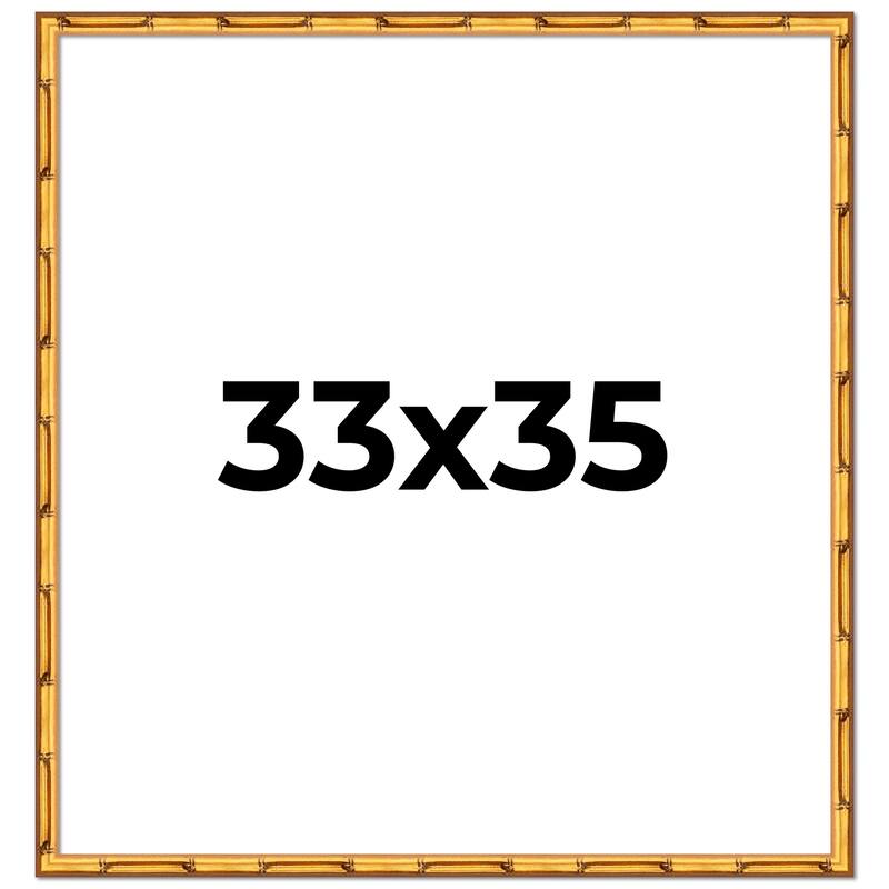 33x35 Frame Gold Bamboo Picture Frame Modern Photo Frame Includes UV Acrylic Shatter Guard Front Acid Free Foam Backing Board
