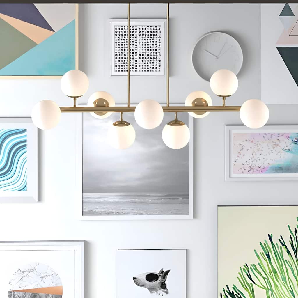 White Sphere Pendant Lighting for Kitchen Island, Futuristic Orb Globes (Black or Gold) - N/A
