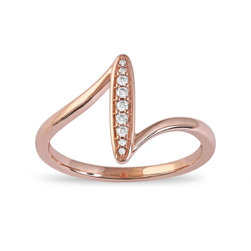 1/20ct TDW Diamond Bypass Fashion Ring in 10k Gold for Women - 7.5 - Rose