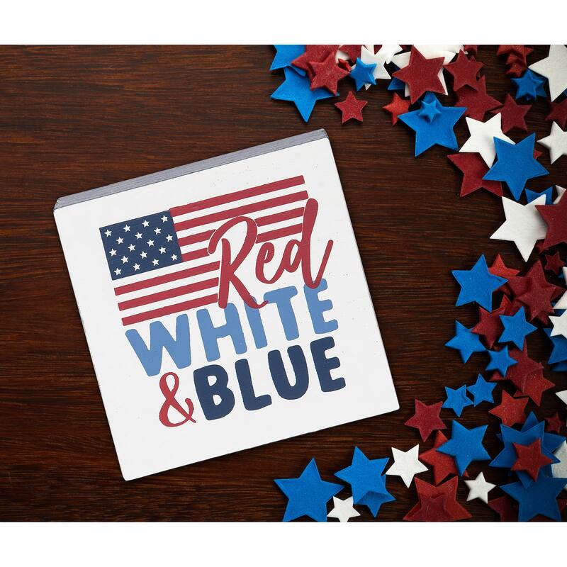 Red White & Blue Fourth of July Shelf Block