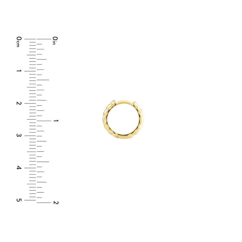 Curata 14k Yellow Gold 3.5x13mm Ribbed Polished Hoop Earrings