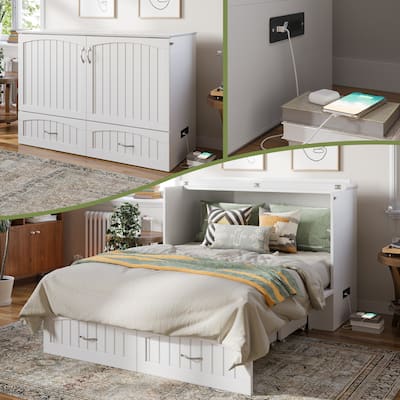 Southampton Murphy Bed Chest with Mattress & Built-In Charger