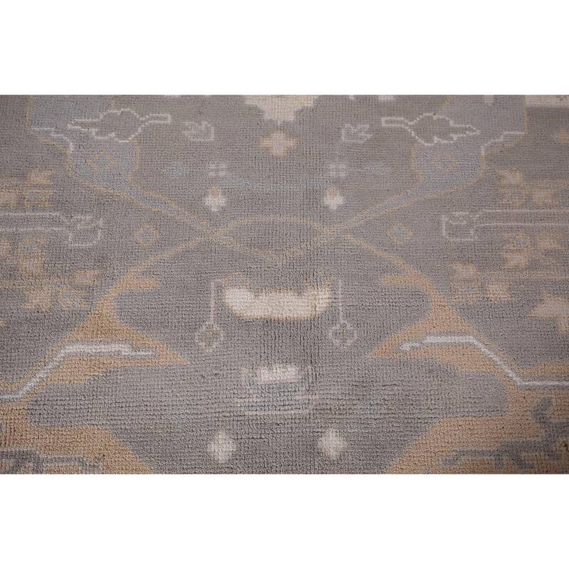 All-Over Gray Oushak Indian Square Area Rug Handmade Wool Carpet - 8'0"x 7'8"
