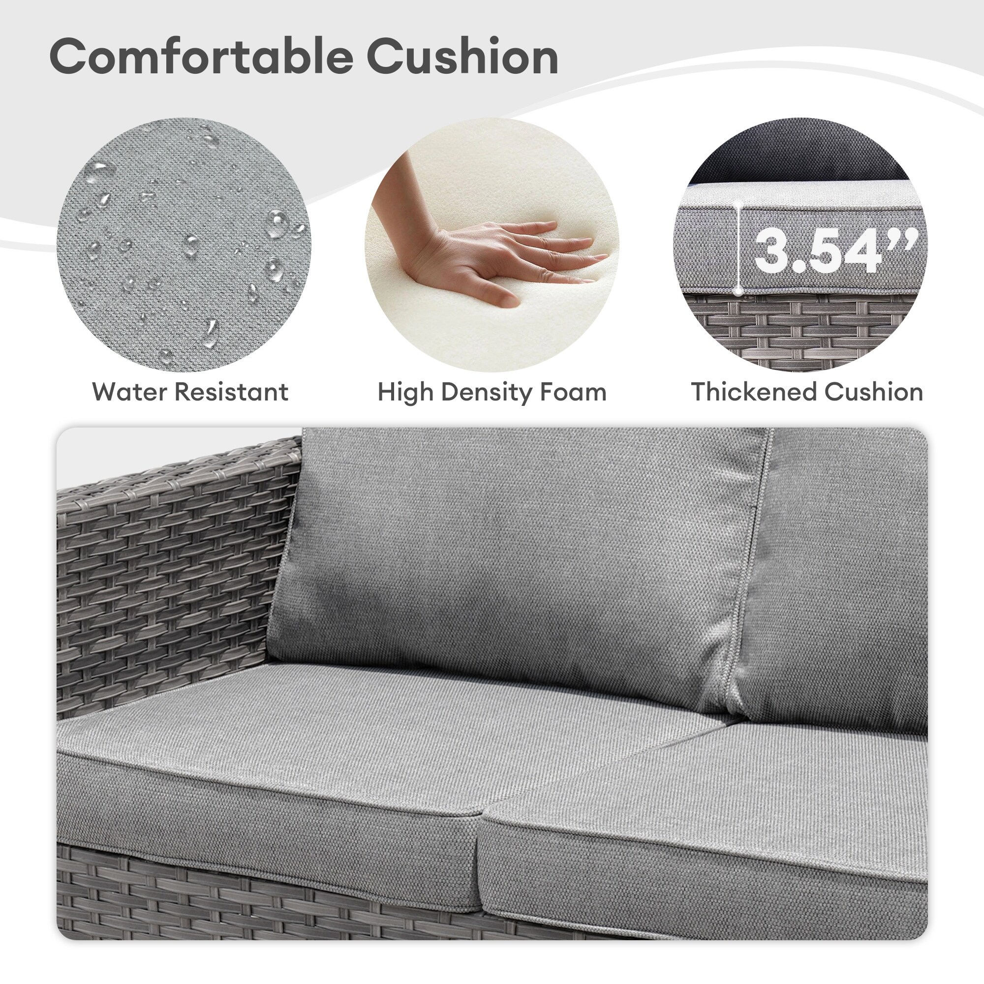 OVIOS 6-piece Patio Wicker Furniture Loveseat Conversation - Picture 18 of 29