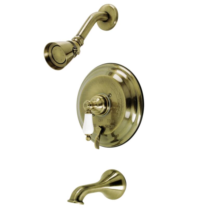 Kingston Brass Restoration Tub and Shower Trim Package With 1.8 GPM - Antique Brass