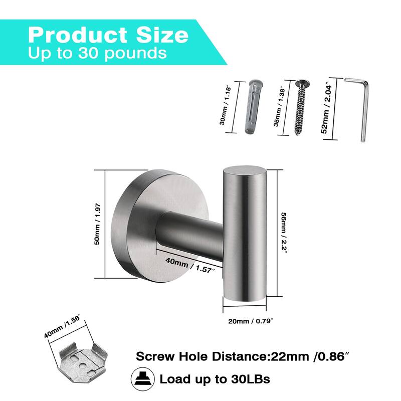 AITINKAN 4-Pack Bathroom Robe and Towel Hooks Stainless Steel