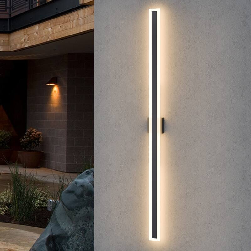 Outdoor Linear Integrated LED Wall Sconce Light Fixture with Bracket