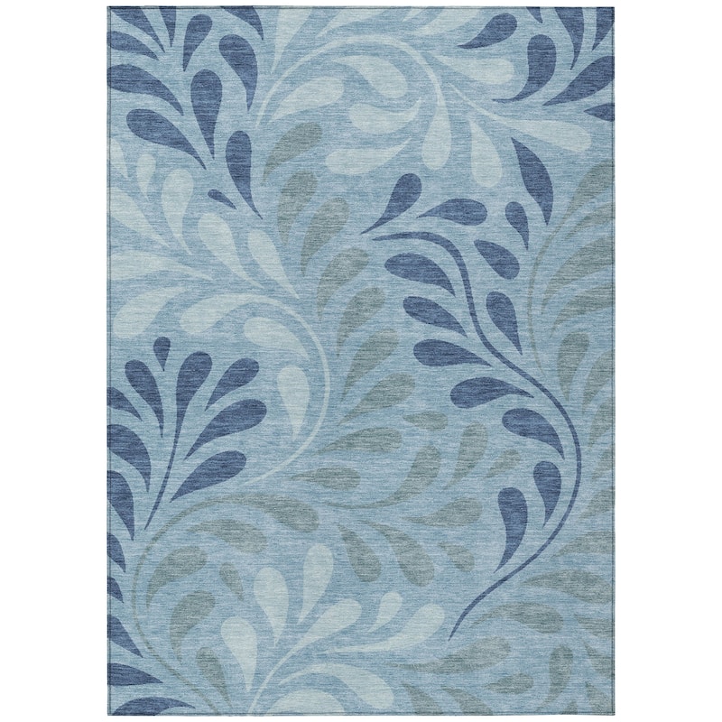 Machine Washable Indoor/ Outdoor Floral Arabesque Chantille Rug