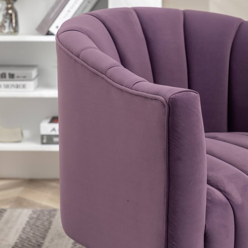 SEYNAR Modern Glam Velvet Upholstered Round 360 Degree Swivel Accent Barrel Chair Set of 2