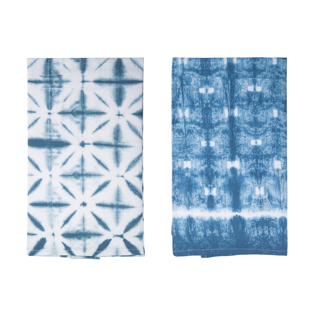 Transpac Fabric Shibori Tea Towels Set of 2 Spring Home Decorations