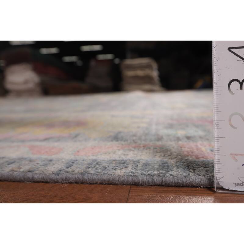 All-Over Gray Oushak Vegetable Dye Large Area Rug Handmade Wool Carpet - 10'1"x 13'8"