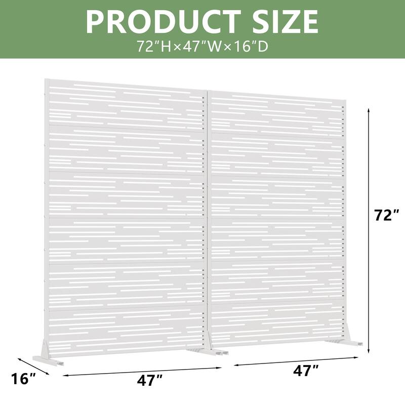 Outdoor Privacy Screen with Stand for Patio Garden Metal Fence Set of 2