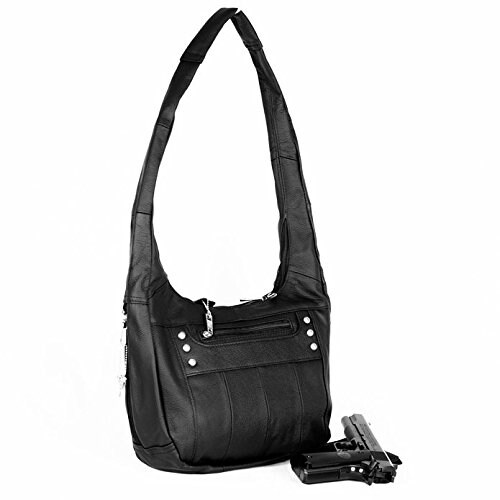 Top Grain Leather Locking Concealment Purse Ccw Concealed Top Grain Leather Locking Concealment Purse Ccw Concealed Carry Gun Handbag Black