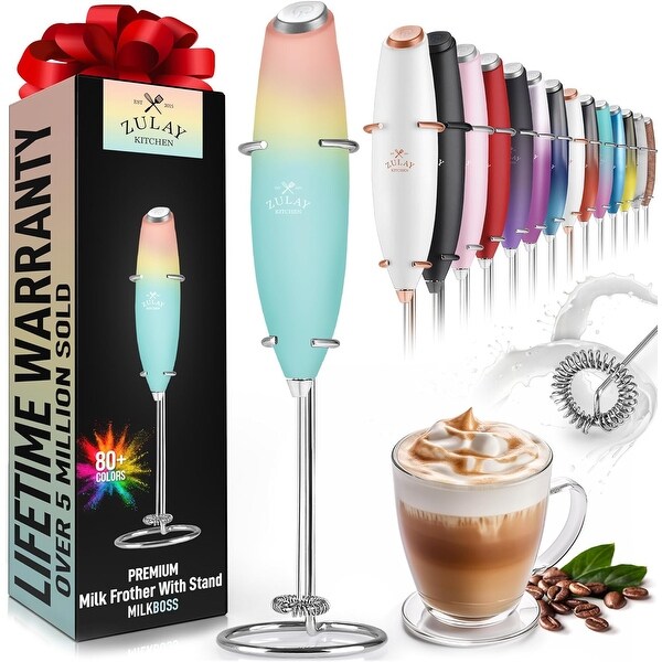 Zulay Kitchen Powerful Milk Frother Handheld Foam Maker for Lattes