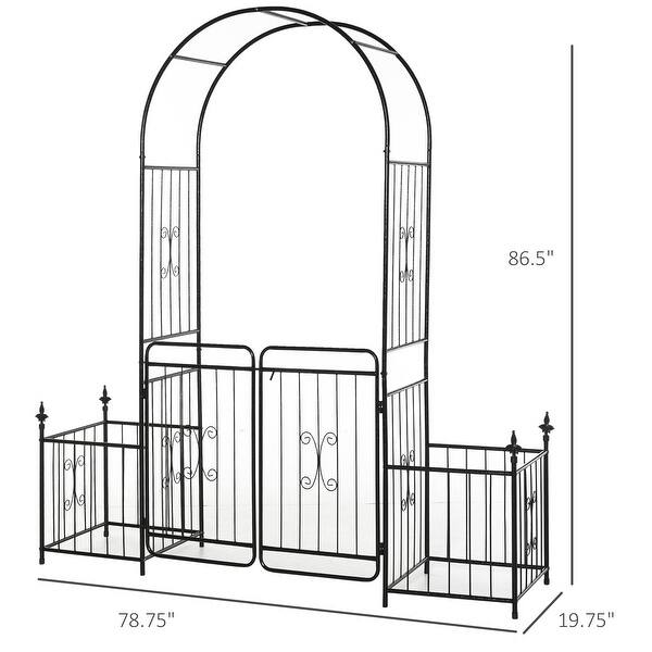 Outsunny 7.2' Metal Garden Arbor Arch Gate with 2 Side Planter Boxes ...