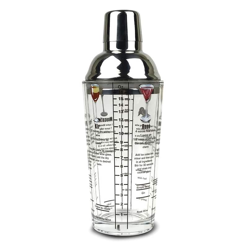 Curata 16 Ounce Wine Recipes Printed Glass Cocktail Shaker