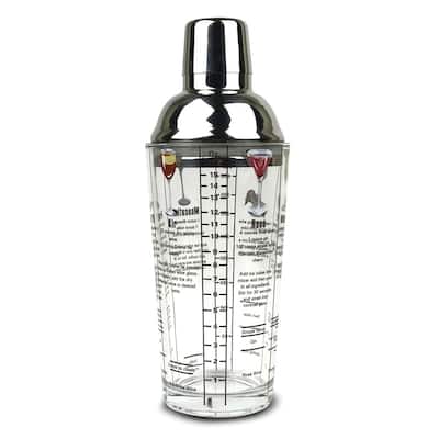 Curata 16 Ounce Wine Recipes Printed Glass Cocktail Shaker