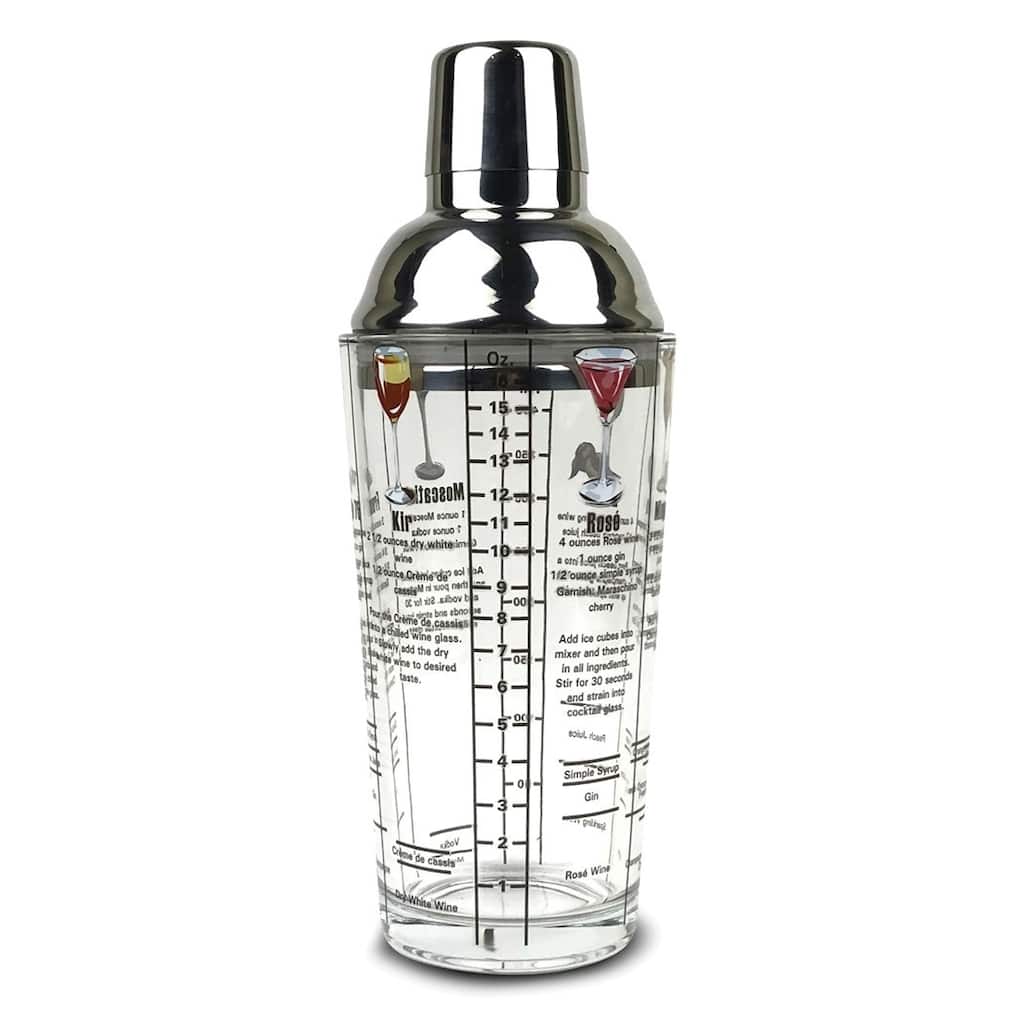 Curata 16 Ounce Wine Recipes Printed Glass Cocktail Shaker