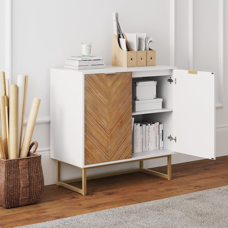 Nathan James Enloe Rustic Doors Metal Base Free Standing Modern Storage Cabinet for Entryway