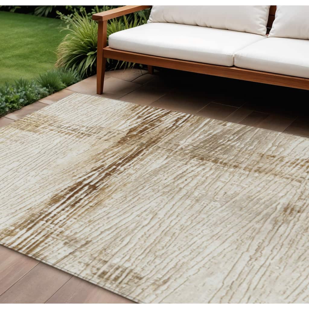 HomeRoots Striped Transitional Rectangle Outdoor Rug