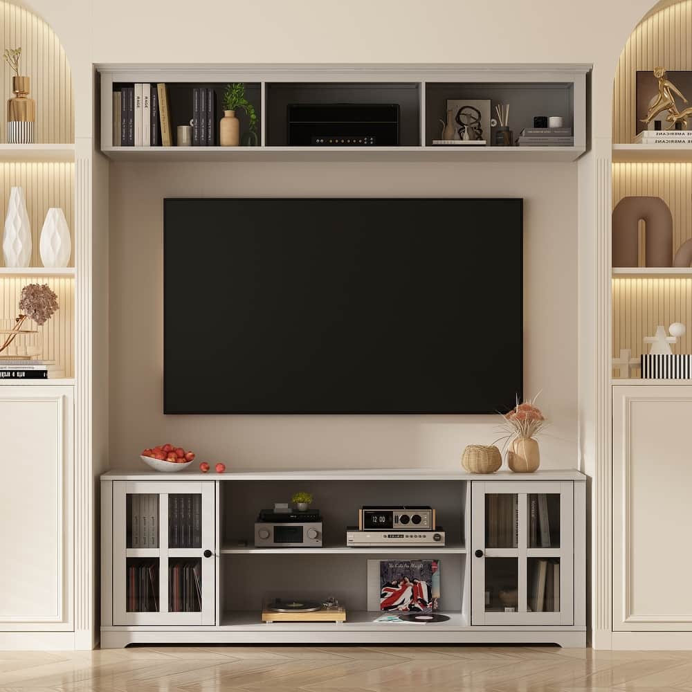 Living Room Set with TV Stand and Two Bookcases Doors 102"/68.1"W