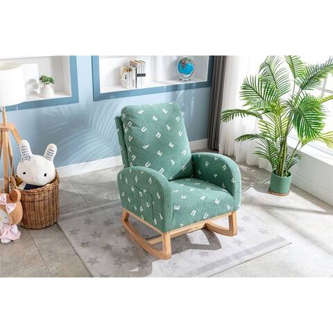 Rocking Chair for Nursery, Accent Rocker Armchair with Side Pocket for Living Room Baby Room Bedroom