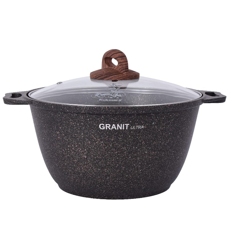 KUKMARA "Granit Ultra" Aluminum Marble Non-Stick Pot w/Glass Lid