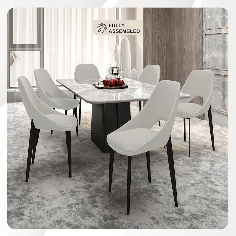 Amalfi Set of 4 Modern Fabric Upholstered Accent Dining Chairs with Curved Open Back and Metal Legs for Home or Apartment