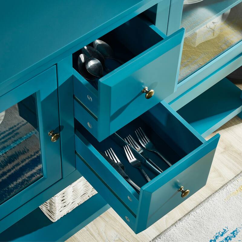 52" Modern Sideboard Storage with Adjustable Shelves, Sideboard Buffet Cabinet with 2 Doors, Credenzas