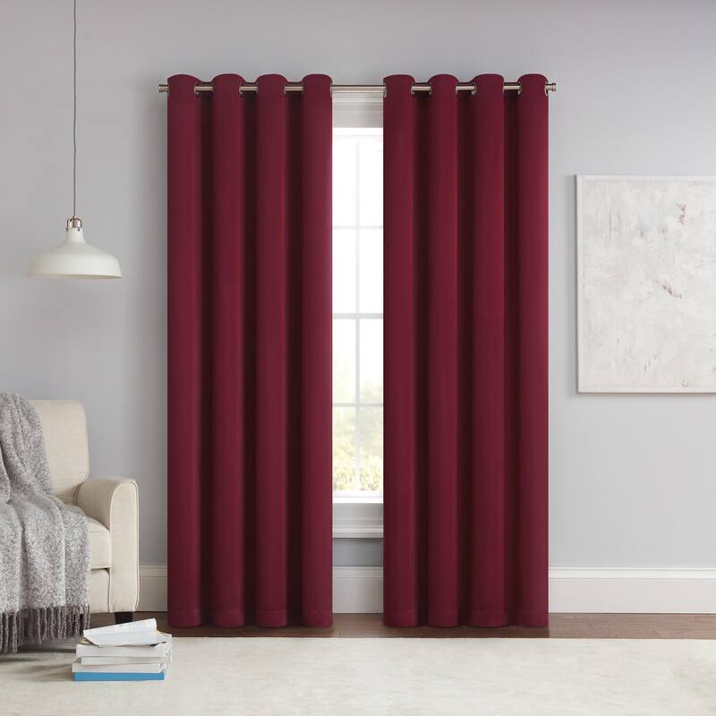Eclipse Solid Thermapanel Grommet Energy Saving Room Darkening Curtain Panel - Merlot - 54x84