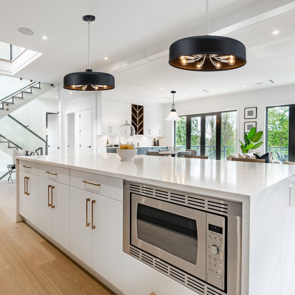 Forbidden Springs 60 Watt 8-Light Matte Black Down Pendant Light with Metal Shade - 7.75