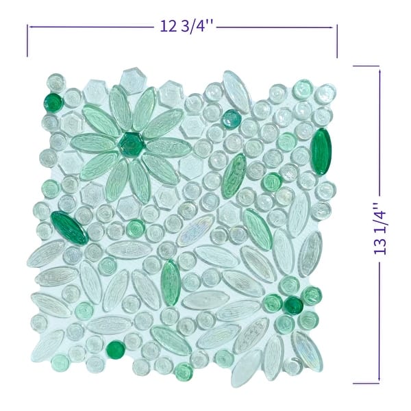 ES STONE - Floral Pattern Glass Mosaic Tile - Decorative Wall & Backsplash Tile - Case (10 Sheets)